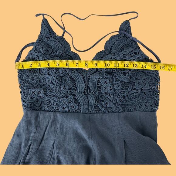 Lulus Star Spangled Indigo Backless Lace Romper (L) - Picture 11 of 14